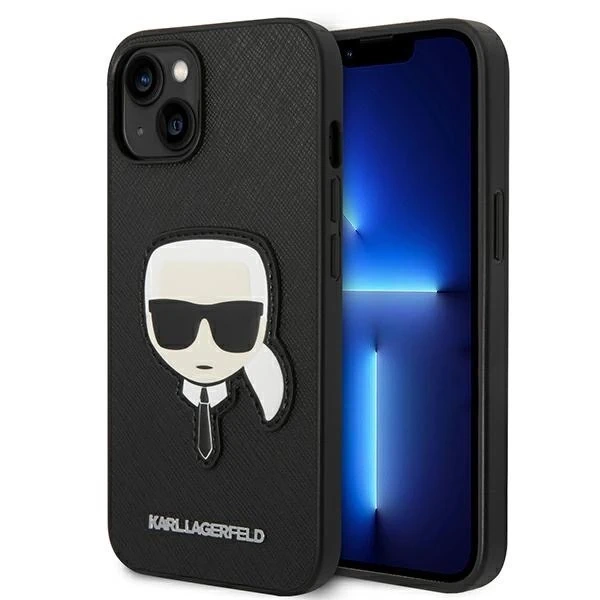 Etui Karl Lagerfeld KLHCP14MSAPKHK pre iPhone 14 Plus 6,7" pevné puzdro Saffiano Karl`s Head Patch